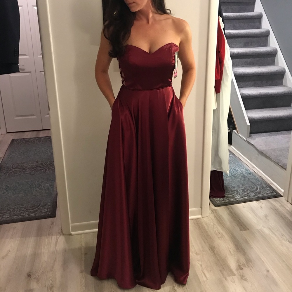 Wine Strapless Gown-NWT